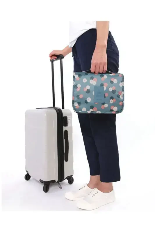 Waterproof Organizer Hanging Travel Cosmetic Makeup Bag Mint-Blue - 6