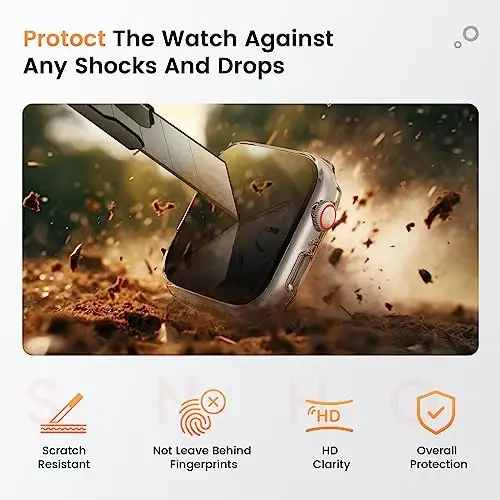 Waterproof Privacy Case for Apple Watch Screen Protector 40mm ClearClear | for Apple Watch SE3/SE2/SE, Series 6/5/4 Anti-Spy Tempered Glass Film iWatch Cover Slim Hard PC Case Bumper Anti-Scratch - 4