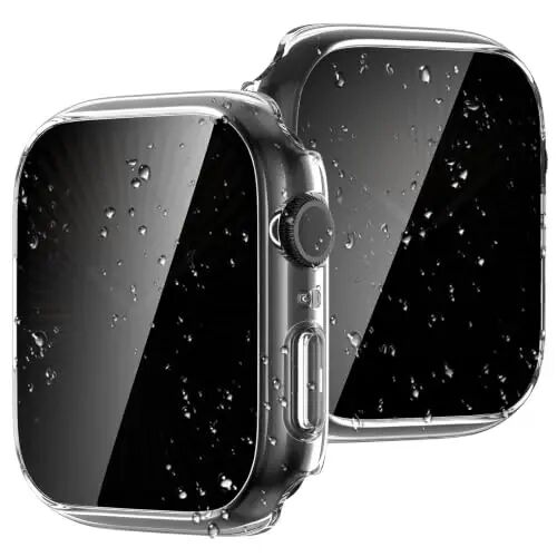 Waterproof Privacy Case for Apple Watch Screen Protector 46mm ClearClear | for Apple Watch Series 11/10 Anti-Spy Tempered Glass Film iWatch Cover Slim Hard PC Case Bumper Anti-Scratch - 1