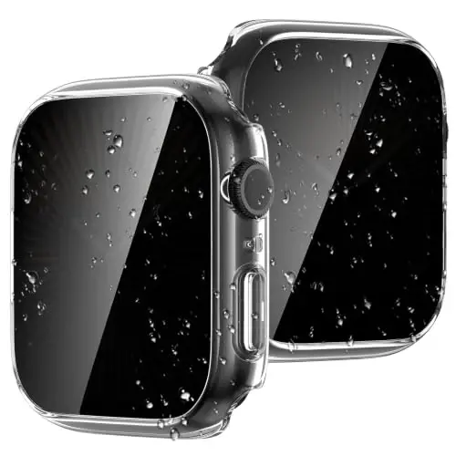 Waterproof Privacy Case for Apple Watch Screen Protector 46mm ClearClear | for Apple Watch Series 11/10 Anti-Spy Tempered Glass Film iWatch Cover Slim Hard PC Case Bumper Anti-Scratch - 1