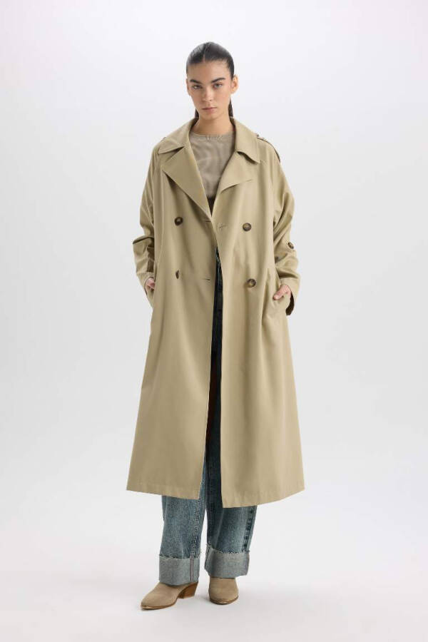 Waterproof Relax Fit Trench Coat Light Khaki - 1