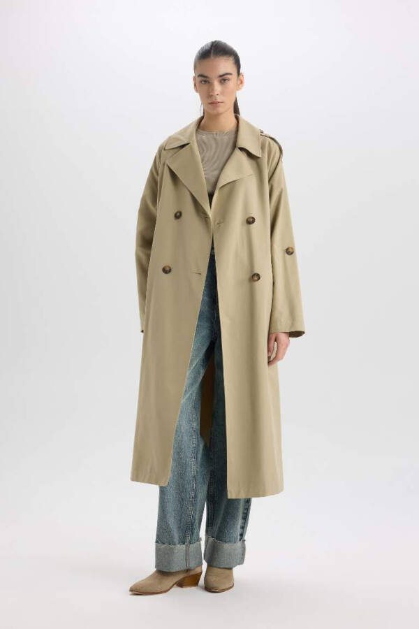 Waterproof Relax Fit Trench Coat Light Khaki - 3