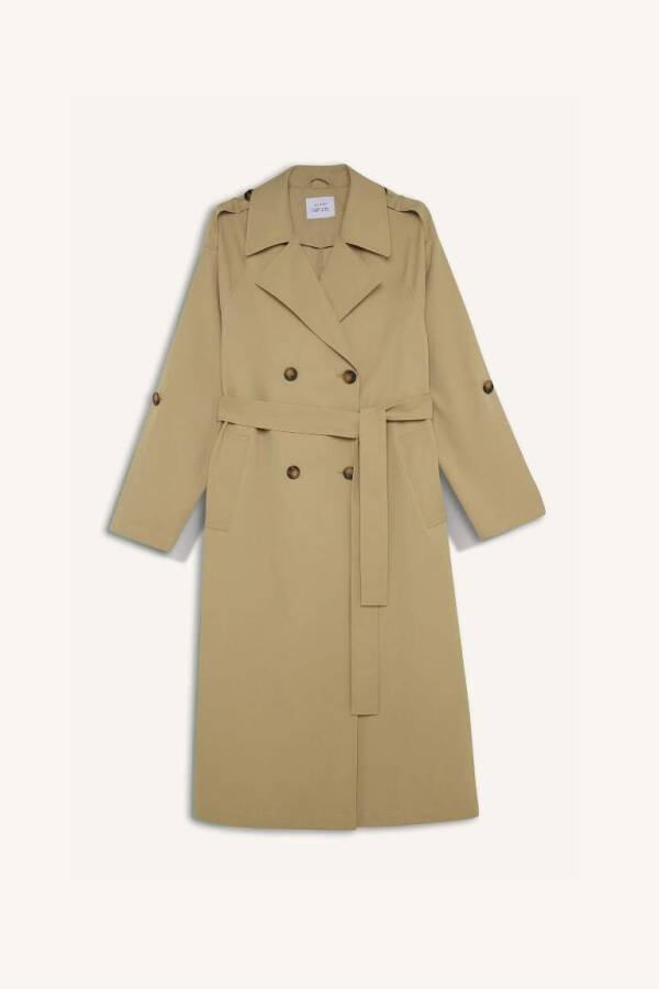 Waterproof Relax Fit Trench Coat Light Khaki - 7