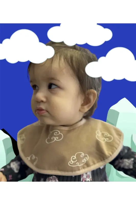 Waterproof Round Neck Baby Bib, 100% cotton, 0-2 Years - 3