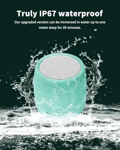 Waterproof Speaker, Small Bluetooth Speaker with Stereo Sound and Robust Bass, Mini Speakers with Hands-Free Call, IPX7 Waterproof, Portable Speakers for Shower, Indoor & Outdoor, Gift for Men, Women - 3