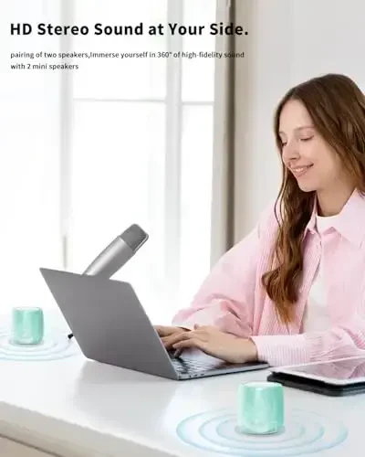 Waterproof Speaker, Small Bluetooth Speaker with Stereo Sound and Robust Bass, Mini Speakers with Hands-Free Call, IPX7 Waterproof, Portable Speakers for Shower, Indoor & Outdoor, Gift for Men, Women - 7