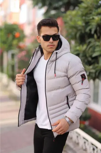 Waterproof Windproof Men's Hooded Winter Puffer Jacket-stone 