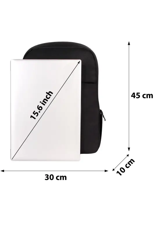 Waterproof Zipper Detail 15.6-16.1-16.9 Inch Compatible Black Backpack - 3