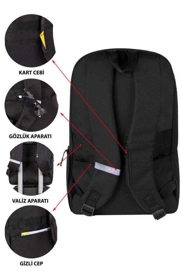 Waterproof Zipper Detail 15.6-16.1-16.9 Inch Compatible Black Backpack - 2