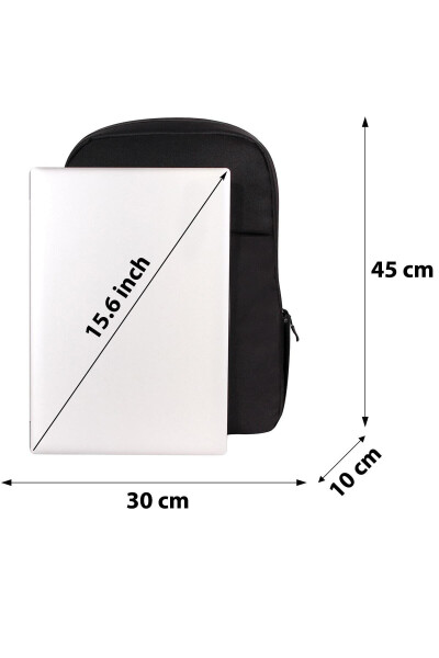 Waterproof Zipper Detail 15.6-16.1-16.9 Inch Compatible Black Backpack - 6