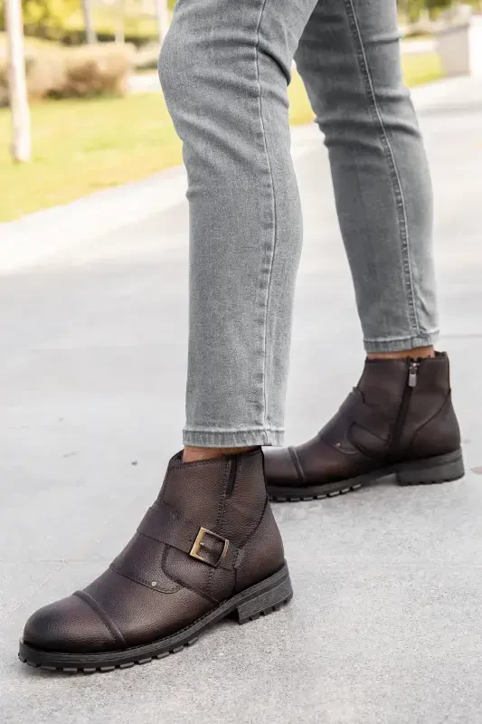 Waterproof&cold proof Furry Guaranteed Light Winter Zippered Boot Rubber Sole Strong 1001-brown leather - 2