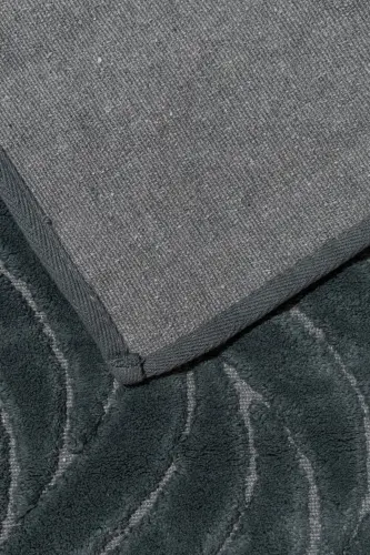 Wave Patterned 2-Piece Bath Mat Set - 100% Cotton - Anthracite - SENAX (1)