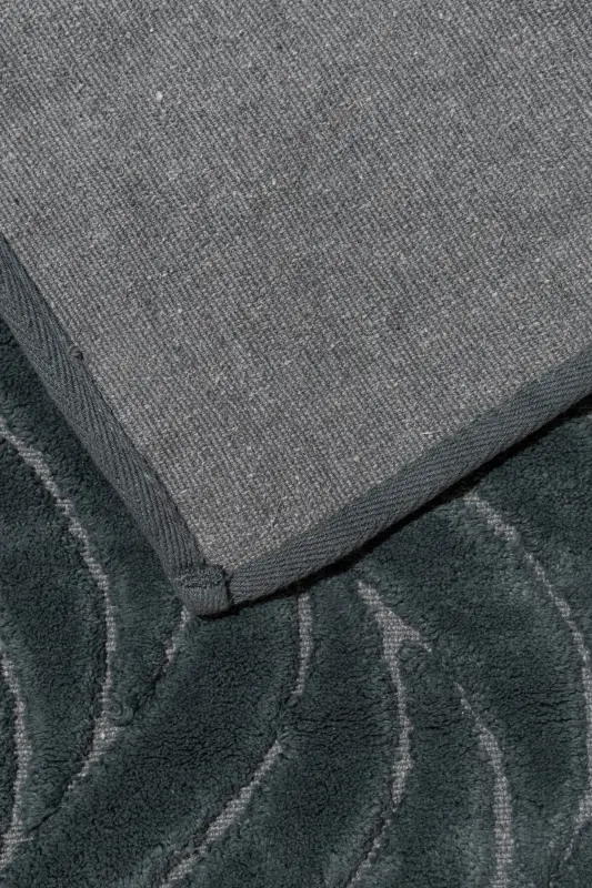 Wave Patterned 2-Piece Bath Mat Set - 100% Cotton - Anthracite - 2