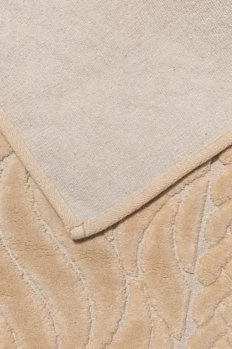 Wave Patterned 2-Piece Bath Mat Set - 100% Cotton-Beige - SENAX (1)