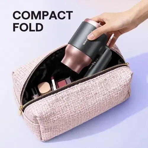 Wavytalk Diffuzorli portativ soch quritgich, Yengil dizaynli katlanadigan mini soch quritgich, Jingalak sochlar uchun diffuzorli 1600W kichik soch quritgich, tez quritish, och pushti - 3