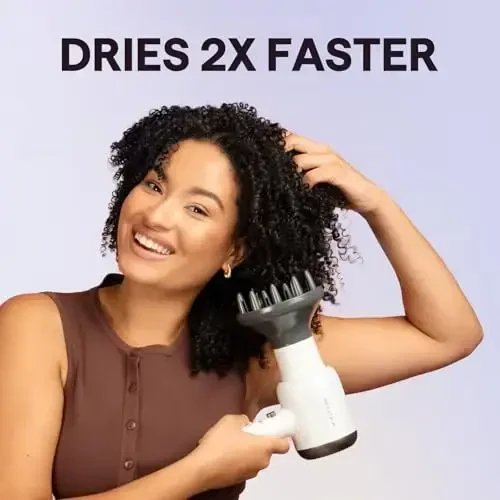 Wavytalk Hair Dryer, Blown Away Ionic Hair Dryer for Curly Hair with Diffuser, 1875W Fast Drying Blow Dryer with Ceramic Technology, 3 AttacModazoneents for All Hair Types, Light and Quiet, White - 3