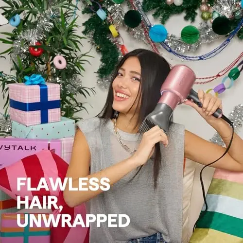 Wavytalk Blow Dryer, Blown Away Ionic Hair Dryer for Curly Hair with Diffuser, 1875W Fast Drying Blow Dryer with Ceramic Technology, 3 AttacModazoneents for All Hair Types, Light and Quiet, Grey - 1