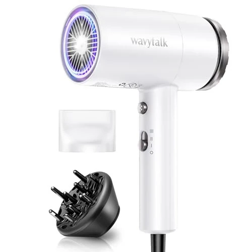 Wavytalk Hair Dryer with Diffuser 1875W Ionic Blow Dryer for Fast Drying with Concentrator Lightweight White - 7
