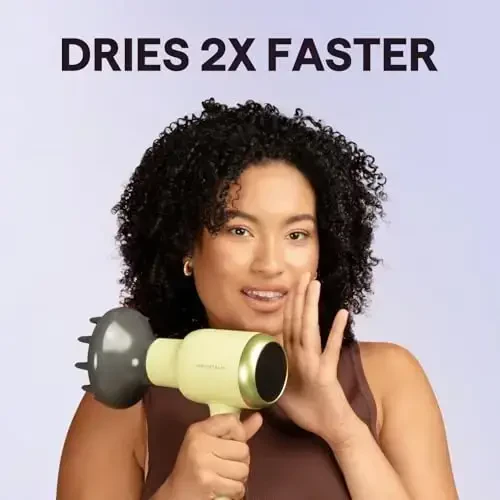 Wavytalk Hair Dryer with Diffuser, Blown Away Ionic Hair Dryer for Curly Hair with Comb, 1875W Fast Drying Blow Dryer with Ceramic Technology, 3 AttacModazoneents for All Hair Types, Light and Quiet, Green - 3
