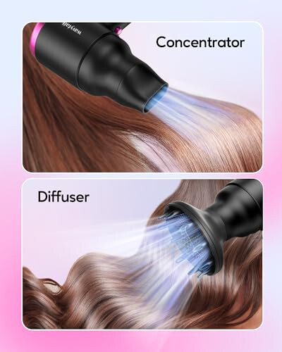 Wavytalk Hair Dryer with Diffuser, Foldable Hair Blow Dryer, 1600W Lightweight Diffuser Hair Dryer for Curly Hair, Black - 5