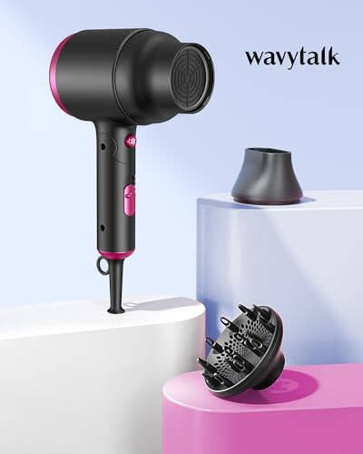 Wavytalk Hair Dryer with Diffuser, Foldable Hair Blow Dryer, 1600W Lightweight Diffuser Hair Dryer for Curly Hair, Black - 6