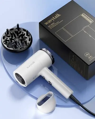 Wavytalk Hair Dryer with Diffuser 1875W Ionic Blow Dryer for Fast Drying with Concentrator Lightweight White. - 2