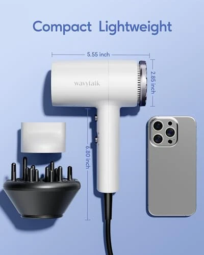Wavytalk Hair Dryer with Diffuser 1875W Ionic Blow Dryer for Fast Drying with Concentrator Lightweight White. - 6