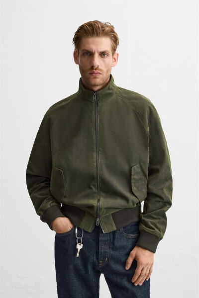 Waxed bomber jacket - Khaki - 11