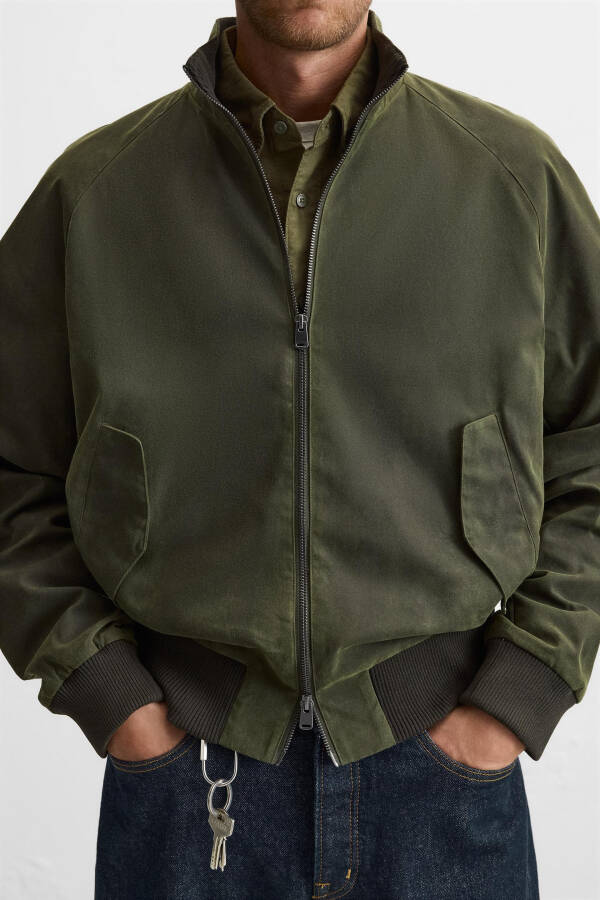 Waxed bomber jacket - Khaki - 14