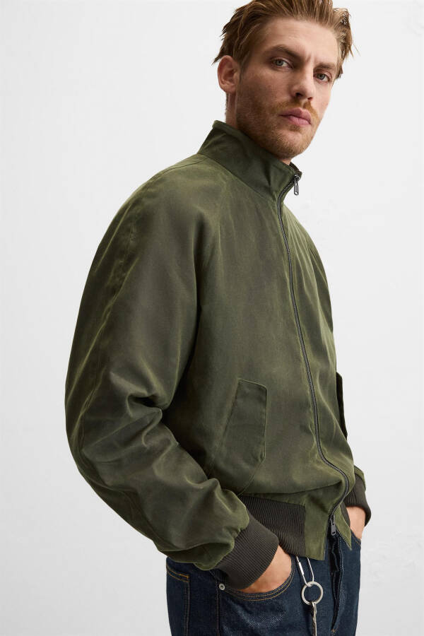 Waxed bomber jacket - Khaki - 15