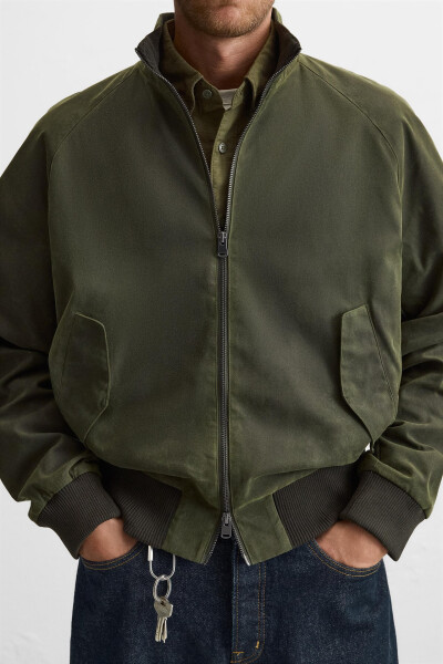 Waxed bomber jacket - Khaki - 5