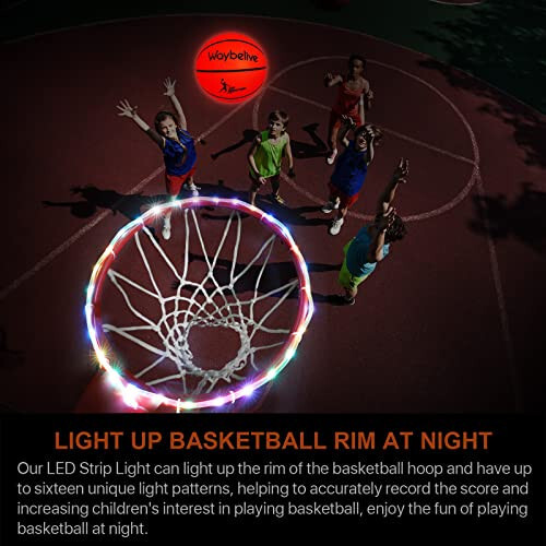 Waybelive LED Işıklı Basketbol, Boyutu 7 İnç Basketbol, 2 LED Işık ve Önceden Takılı Pillerle Kapalı veya Açık Basketbol, Su Geçirmez, Gece Oynamak İçin Çok Parlak, Çocuklar İçin İyi Bir Hediye - 2