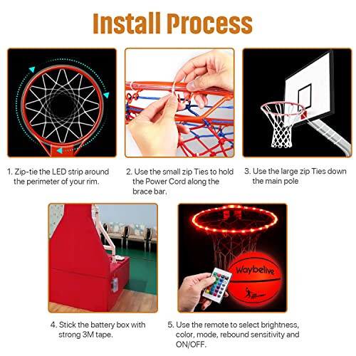 Waybelive LED Light Up Basketball, Size 7-Inch Basketball, Indoor or Outdoor Basketball with 2 LED Lights and Pre-Installed Batteries, Waterproof, Super Bright to Play at Night, Good Gift for Kids - 5