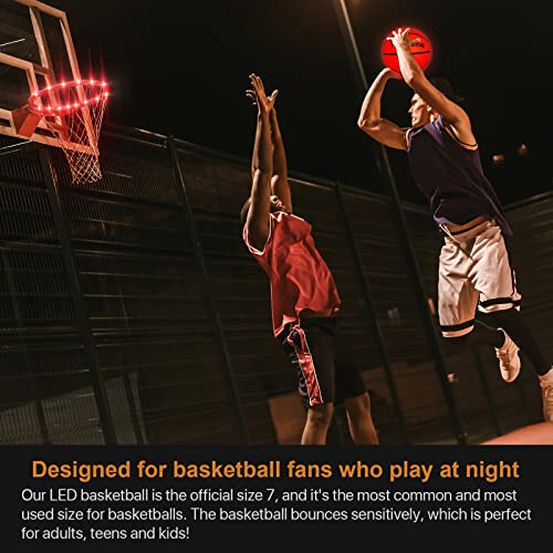 Waybelive LED Light Up Basketball, Size 7-Inch Basketball, Indoor or Outdoor Basketball with 2 LED Lights and Pre-Installed Batteries, Waterproof, Super Bright to Play at Night, Good Gift for Kids - 7