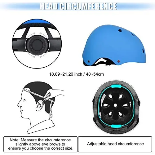 WayEee Kids Bike Helmet Set Skateboard Knee Pads, Helmet Pad Set Protective Gear Set Adjustable for Girls Kids 3-14 Helmet Elbow Pads Wrist Guards for Sport Cycling Bike Roller Skating Scooter - 3