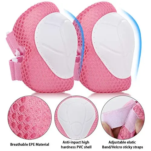 WayEee Kids Bike Helmet Set Skateboard Knee Pads, Helmet Pad Set Protective Gear Set Adjustable for Girls Kids 3-14 Helmet Elbow Pads Wrist Guards for Sport Cycling Bike Roller Skating Scooter - 6