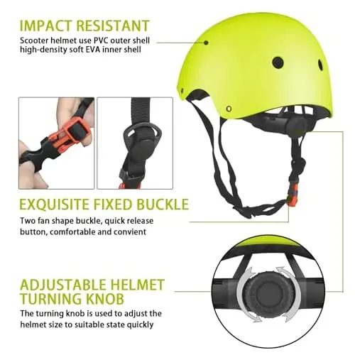 WayEee Kids Bike Helmet Set Knee Pads Adjustable Protective Gear, 3-14 Age | 7pcs skateboard set with knee pads elbow pads wrist guards double size sport cycling bike roller skating scooter boys girls - 4