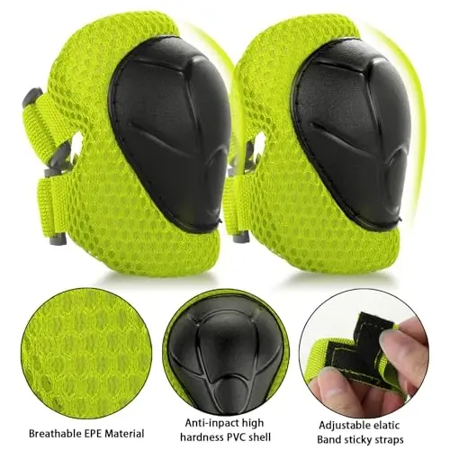 WayEee Kids Bike Helmet Set Knee Pads Adjustable Protective Gear, 3-14 Age | 7pcs skateboard set with knee pads elbow pads wrist guards double size sport cycling bike roller skating scooter boys girls - 5