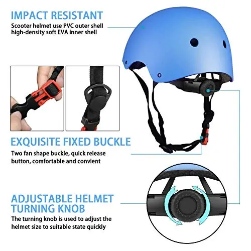 WayEee Kids Bike Helmet Set Skateboard Knee Pads, Helmet Pad Set Protective Gear Set Adjustable for Girls Kids 3-14 Helmet Elbow Pads Wrist Guards for Sport Cycling Bike Roller Skating Scooter - 5