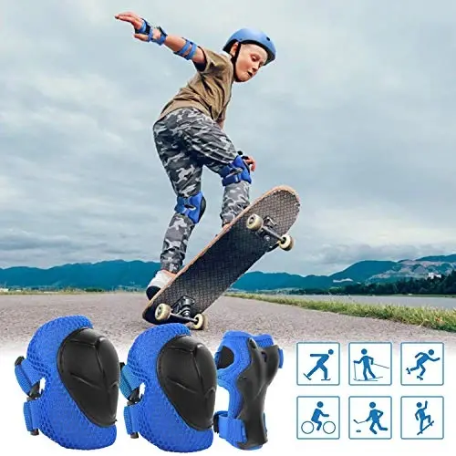 WayEee Kids Bike Helmet Set Skateboard Knee Pads, Helmet Pad Set Protective Gear Set Adjustable for Girls Kids 3-14 Helmet Elbow Pads Wrist Guards for Sport Cycling Bike Roller Skating Scooter - 3