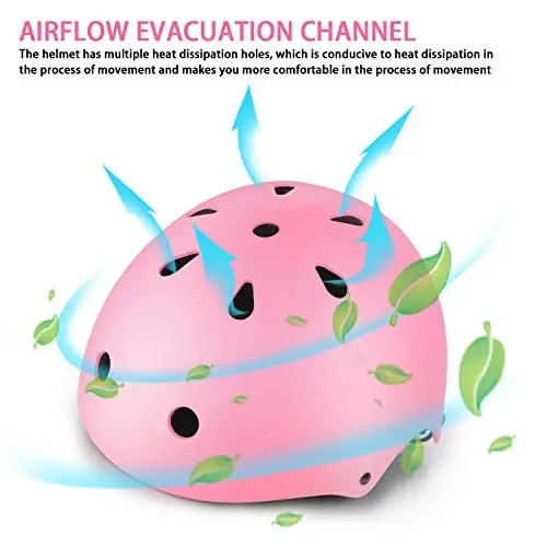 WayEee Kids Bike Dubulg'a To'plami Skateboard Tizza himoyasi, Dubulg'a himoya to'plami Qizlar uchun sozlanishi 3-14 Dubulg'a Tirsak himoyasi Sport velosipedida konkida uchish Skuter uchun bilak himoyasi - 3