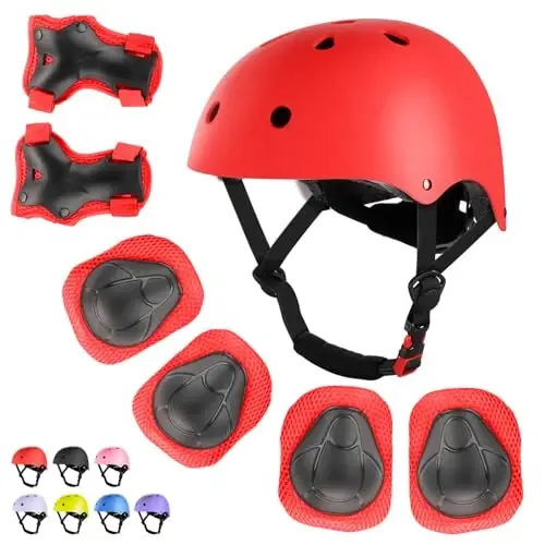 WayEee Kids Bike Dubulg'a To'plami Skateboard Tizza Prokladkalari, Dubulg'a Prokladka To'plami Himoya Uskunalari Sozlanishi Qizlar Bolalar uchun 3-14 Dubulg'a Tirsak Prokladkalari Sport Velosiped Rolikli Konki Scooter uchun Bilak Qo'riqchilari - 1