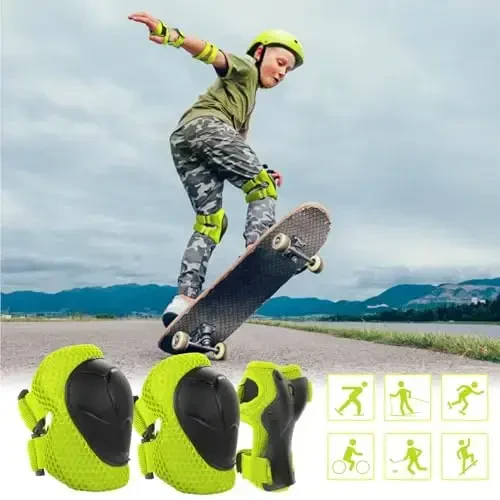 WayEee Kids Bike dubulg'asi to'plami Skateboard tizza himoyasi, dubulga yostiqchasi to'plami Qizlar uchun sozlanishi 3-14 Dubulga tirsak yostiqchalari Sport velosiped ролики Skuter uchun bilak himoyalari - 7
