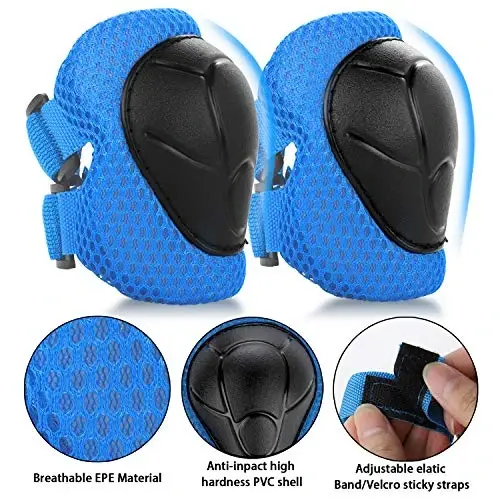 WayEee Kids Bike Helmet Set Skateboard Knee Pads, Helmet Pad Set Protective Gear Set Adjustable for Girls Kids 3-10 Helmet Elbow Pads Wrist Guards for Sport Cycling Bike Roller Skating Scooter - 5