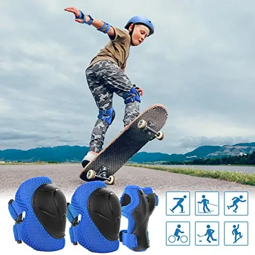 WayEee Kids Bike Helmet Set Skateboard Knee Pads, Helmet Pad Set Protective Gear Set Adjustable for Girls Kids 3-10 Helmet Elbow Pads Wrist Guards for Sport Cycling Bike Roller Skating Scooter - WAYEEE