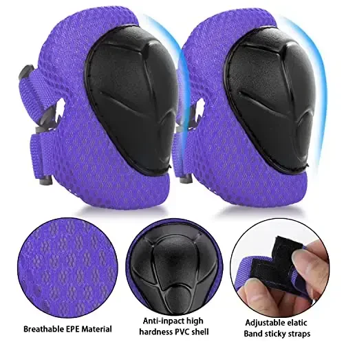 WayEee Kids Bike Helmet Set Skateboard Knee Pads, Helmet Pad Set Protective Gear Set Adjustable for Girls Kids 3-14 Helmet Elbow Pads Wrist Guards for Sport Cycling Bike Roller Skating Scooter - 4