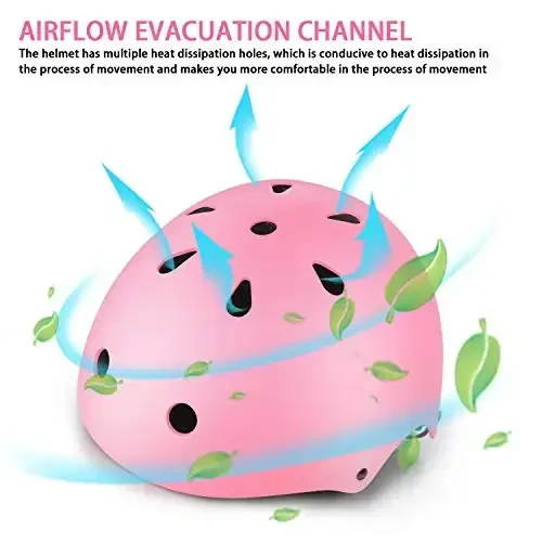 WayEee Kids Bike Helmet Set Skateboard Knee Pads, Helmet Pad Set Protective Gear Set Adjustable for Girls Kids 3-14 Helmet Elbow Pads Wrist Guards for Sport Cycling Bike Roller Skating Scooter - 3