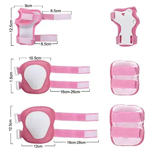 WayEee Kids Bike Helmet Set Skateboard Knee Pads, Helmet Pad Set Protective Gear Set Adjustable for Girls Kids 3-14 Helmet Elbow Pads Wrist Guards for Sport Cycling Bike Roller Skating Scooter - 7