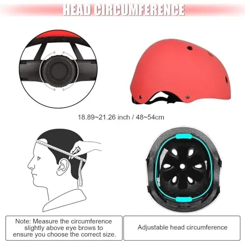 WayEee Kids Bike Helmet Set Skateboard Knee Pads, Helmet Pad Set Protective Gear Set Adjustable for Girls Kids 3-14 Helmet Elbow Pads Wrist Guards for Sport Cycling Bike Roller Skating Scooter - 3