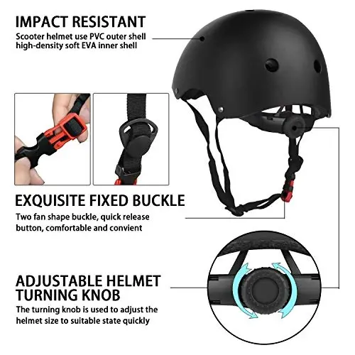 WayEee Kids Bike Helmet Set Knee Pads Adjustable Protective Gear, 3-14 Age | 7pcs skateboard set with knee pads elbow pads wrist guards double size sport cycling bike roller skating scooter boys girls - 4